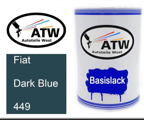 Fiat, Dark Blue, 449: 500ml Lackdose, von ATW Autoteile West.